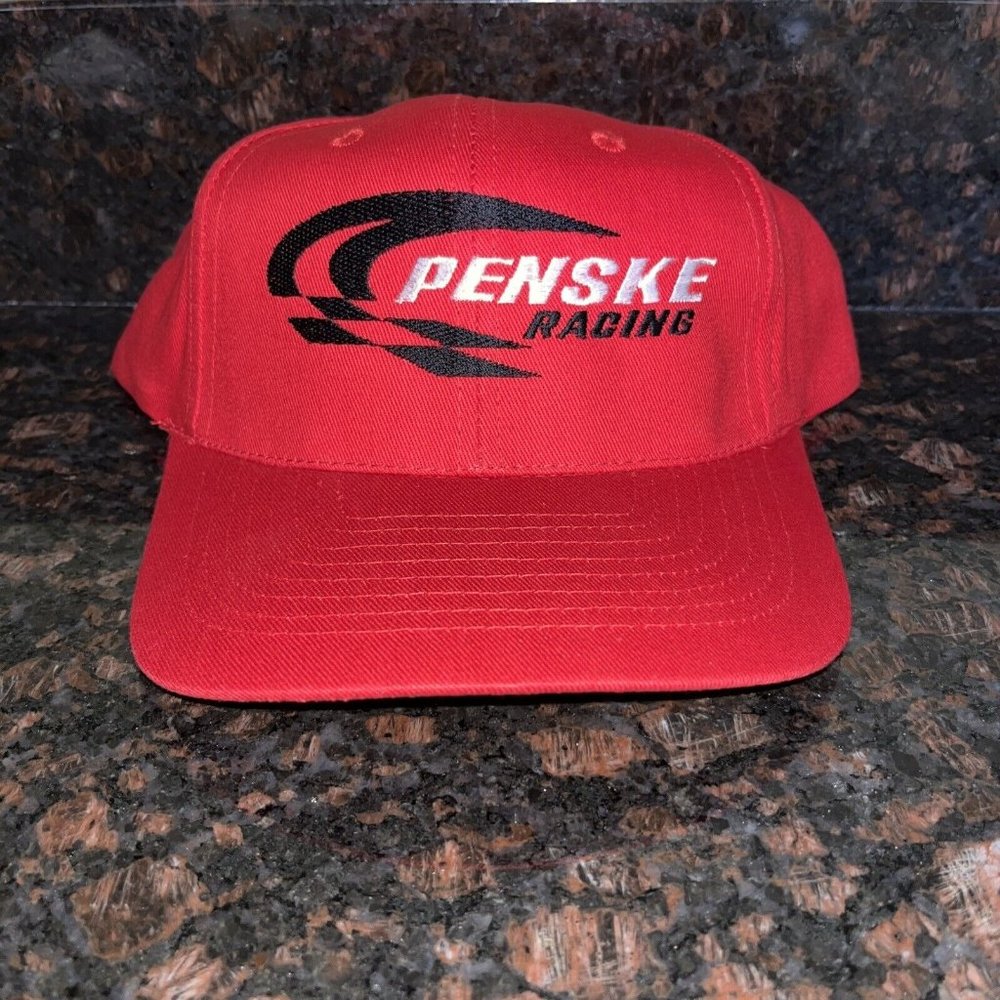 Vintage 1990s NASCAR Penske Racing Hat Adjustable Snap Back Cap‎ Red Geo Capital